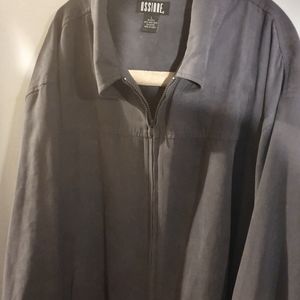 A Grey micro suede light weight casual jacket.made in Europe  zipper reversed